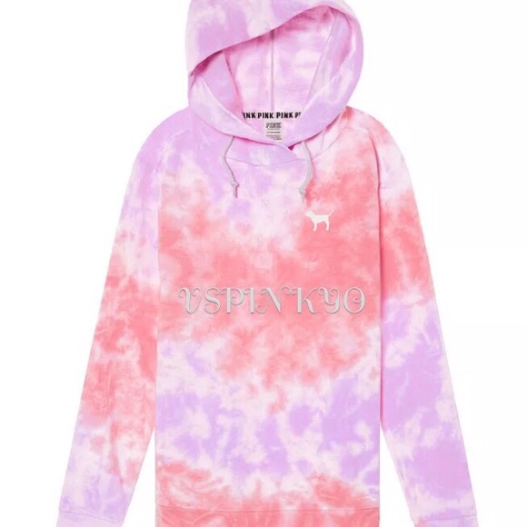 pink tie dye hoodie victoria secret